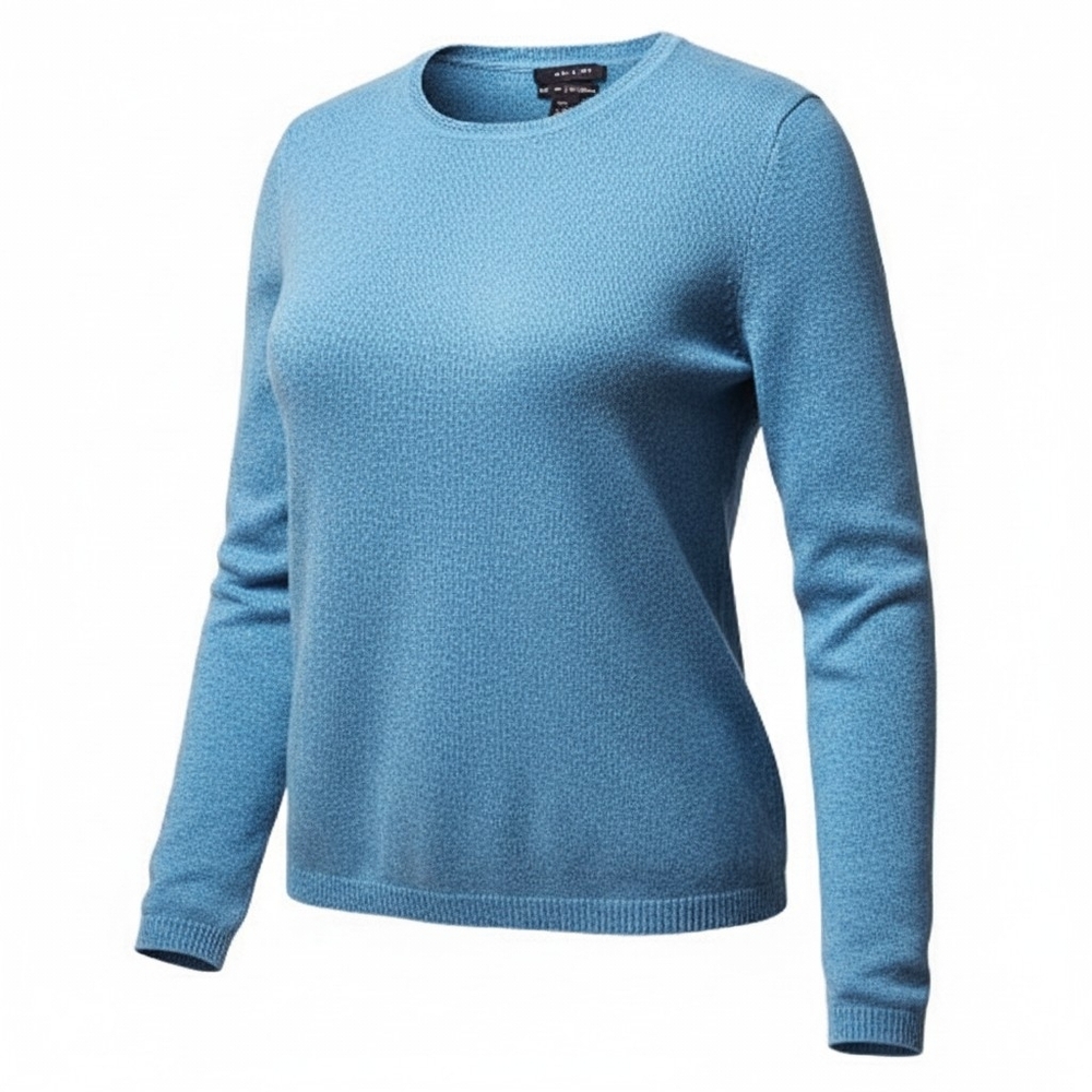 TAHARI | Pure Luxe 100% Cashmere Sweater Blue Crewneck Soft Knit Pullover | XL